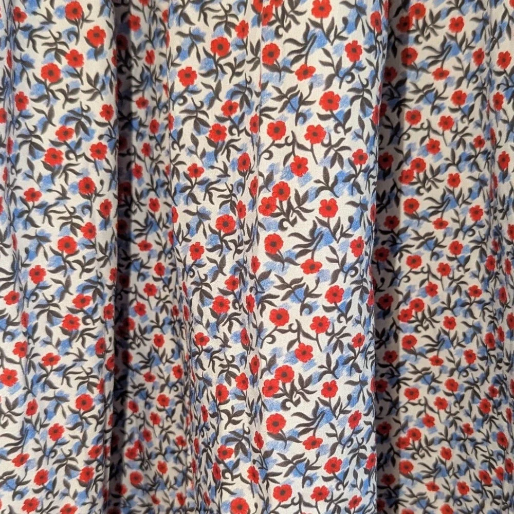 J.Crew Smocked Midi Meadow Dress in Poppy Womens XL Floral Cotton Puff Sleeve‎ - Picture 7 of 14